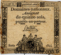 15 Sols FRANCE  1792 Laf.160 VG