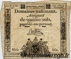 15 Sols FRANCE  1793 Laf.166 VG