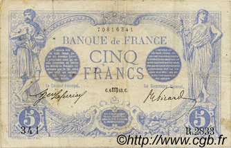 5 Francs BLEU FRANKREICH  1913 F.02.20 S