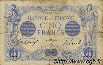 5 Francs BLEU FRANKREICH  1913 F.02.20 fS