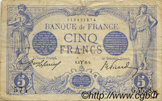 5 Francs BLEU FRANKREICH  1915 F.02.25 fSS