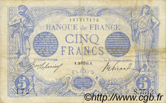 5 Francs BLEU FRANKREICH  1915 F.02.30 SS
