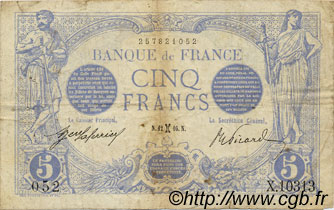 5 Francs BLEU FRANKREICH  1916 F.02.36 S