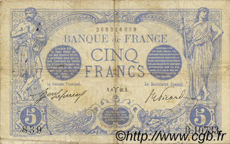 5 Francs BLEU FRANCE  1916 F.02.37 F+