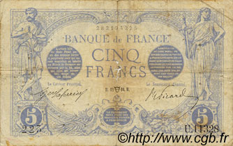 5 Francs BLEU FRANCIA  1916 F.02.38 q.MB