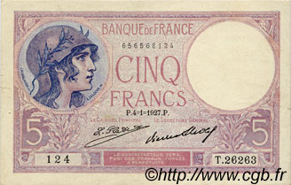 5 Francs FEMME CASQUÉE FRANCE  1917 F.03 VF