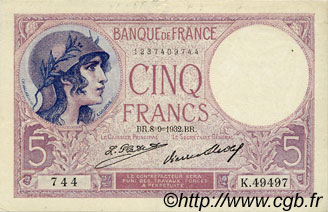 5 Francs FEMME CASQUÉE FRANCIA  1932 F.03.16 MBC+