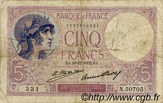 5 Francs FEMME CASQUÉE FRANKREICH  1932 F.03.16 fS