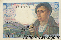 5 Francs BERGER FRANKREICH  1943 F.05.05 VZ+