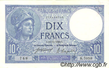 10 Francs MINERVE FRANCIA  1920 F.06.04 SPL