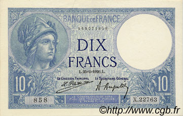 10 Francs MINERVE FRANKREICH  1926 F.06.10 fVZ