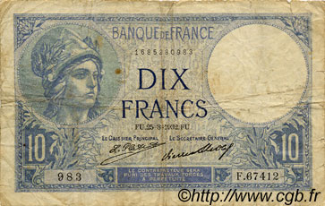 10 Francs MINERVE FRANCIA  1932 F.06.16 q.MB