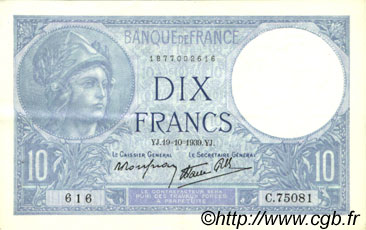 10 Francs MINERVE modifié FRANCIA  1939 F.07.12 MBC+