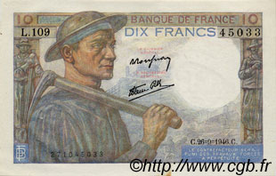 10 Francs MINEUR FRANCIA  1946 F.08.15 q.AU