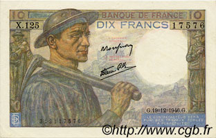 10 Francs MINEUR FRANKREICH  1946 F.08.16 fST