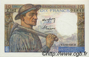 10 Francs MINEUR FRANKREICH  1947 F.08.19 fST