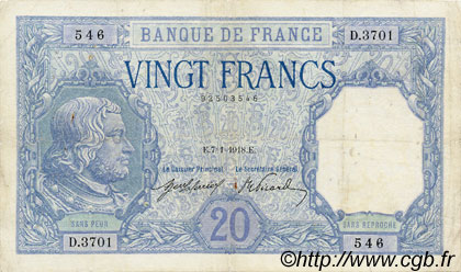 20 Francs BAYARD FRANCIA  1918 F.11.03 BC