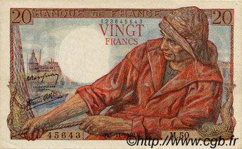 20 Francs PÊCHEUR FRANCIA  1942 F.13.04 EBC