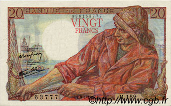 20 Francs PÊCHEUR FRANCIA  1947 F.13.11 SPL