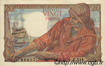 20 Francs PÊCHEUR FRANCE  1949 F.13.14 VF