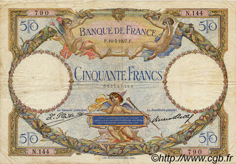 50 Francs LUC OLIVIER MERSON FRANKREICH  1927 F.15.01 S