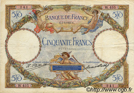 50 Francs LUC OLIVIER MERSON FRANKREICH  1927 F.15.01 SS