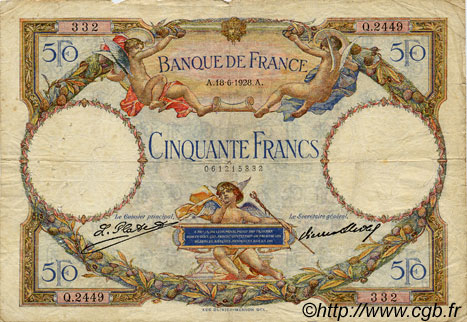 50 Francs LUC OLIVIER MERSON FRANCE  1928 F.15.02 F-