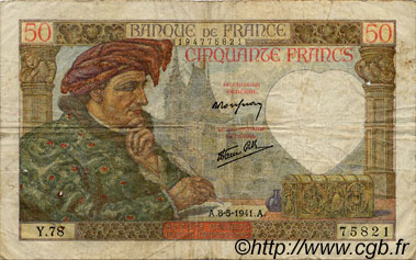 50 Francs JACQUES CŒUR FRANCIA  1941 F.19.10 RC+