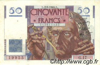 50 Francs LE VERRIER FRANCE  1946 F.20.03 XF+