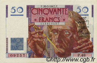 50 Francs LE VERRIER FRANKREICH  1947 F.20.07 VZ+