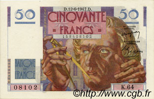 50 Francs LE VERRIER FRANKREICH  1947 F.20.08 fST
