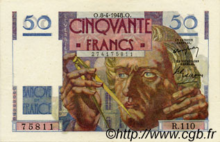 50 Francs LE VERRIER FRANCE  1948 F.20.10 XF+