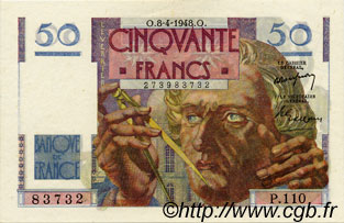 50 Francs LE VERRIER FRANCE  1948 F.20.10 AU