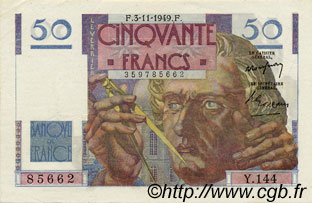 50 Francs LE VERRIER FRANCIA  1949 F.20.13 AU