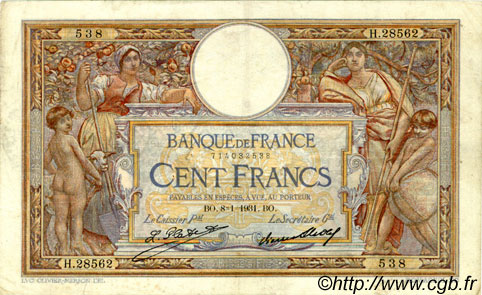 100 Francs LUC OLIVIER MERSON grands cartouches FRANCIA  1931 F.24.10 MB a BB