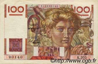 100 Francs JEUNE PAYSAN FRANCIA  1945 F.28 MBC