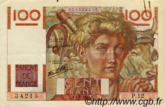 100 Francs JEUNE PAYSAN FRANCIA  1945 F.28.01 MBC