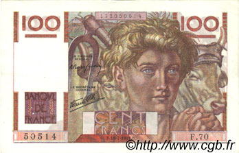 100 Francs JEUNE PAYSAN FRANCIA  1946 F.28.06 q.SPL a SPL
