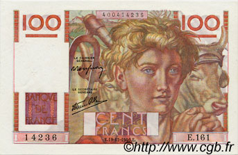 100 Francs JEUNE PAYSAN FRANKREICH  1946 F.28.12 fST