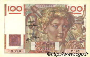 100 Francs JEUNE PAYSAN FRANCIA  1946 F.28.12 q.FDC