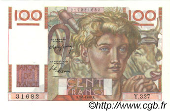 100 Francs JEUNE PAYSAN FRANCIA  1949 F.28.23 SPL+ a AU