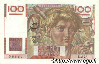 100 Francs JEUNE PAYSAN FRANKREICH  1950 F.28.27 VZ