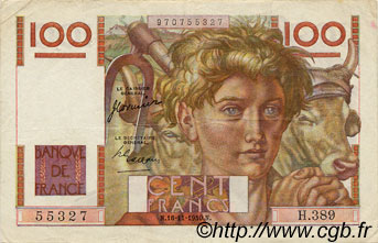 100 Francs JEUNE PAYSAN FRANCE  1950 F.28.28 VF