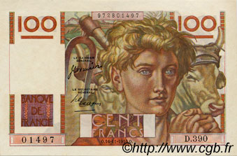 100 Francs JEUNE PAYSAN FRANCIA  1950 F.28.28 EBC+