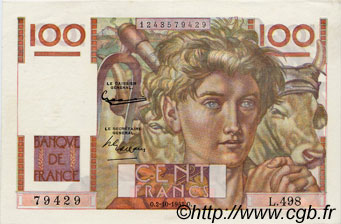 100 Francs JEUNE PAYSAN FRANCIA  1952 F.28.34 SC+