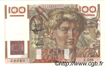 100 Francs JEUNE PAYSAN FRANCIA  1953 F.28.35 SPL