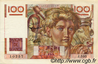 100 Francs JEUNE PAYSAN FRANCIA  1954 F.28.43 EBC a SC