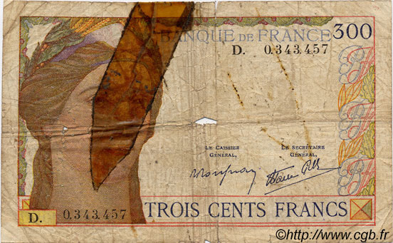 300 Francs FRANCE  1938 F.29.01 P