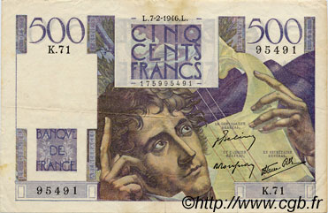 500 Francs CHATEAUBRIAND FRANCIA  1945 F.34 MB