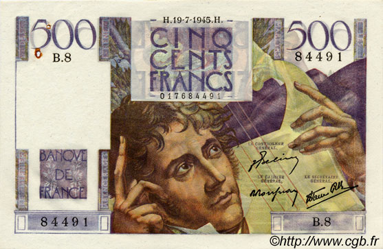500 Francs CHATEAUBRIAND FRANCIA  1945 F.34.01 EBC+